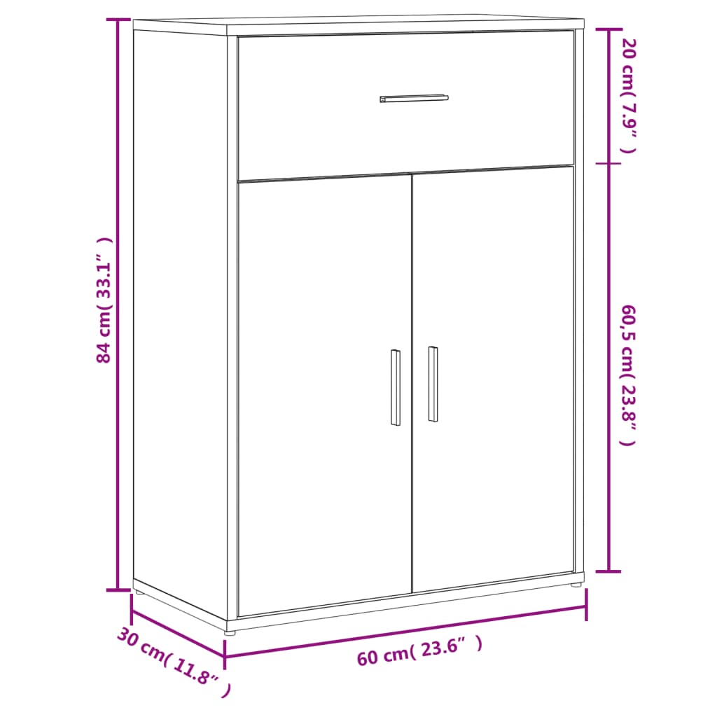 Sideboard Grau Sonoma 60x30x84 cm Holzwerkstoff