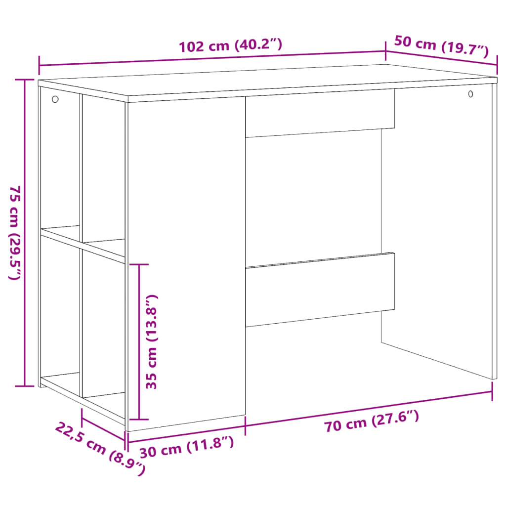 Schreibtisch Schwarz 102x50x75 cm Holzwerkstoff