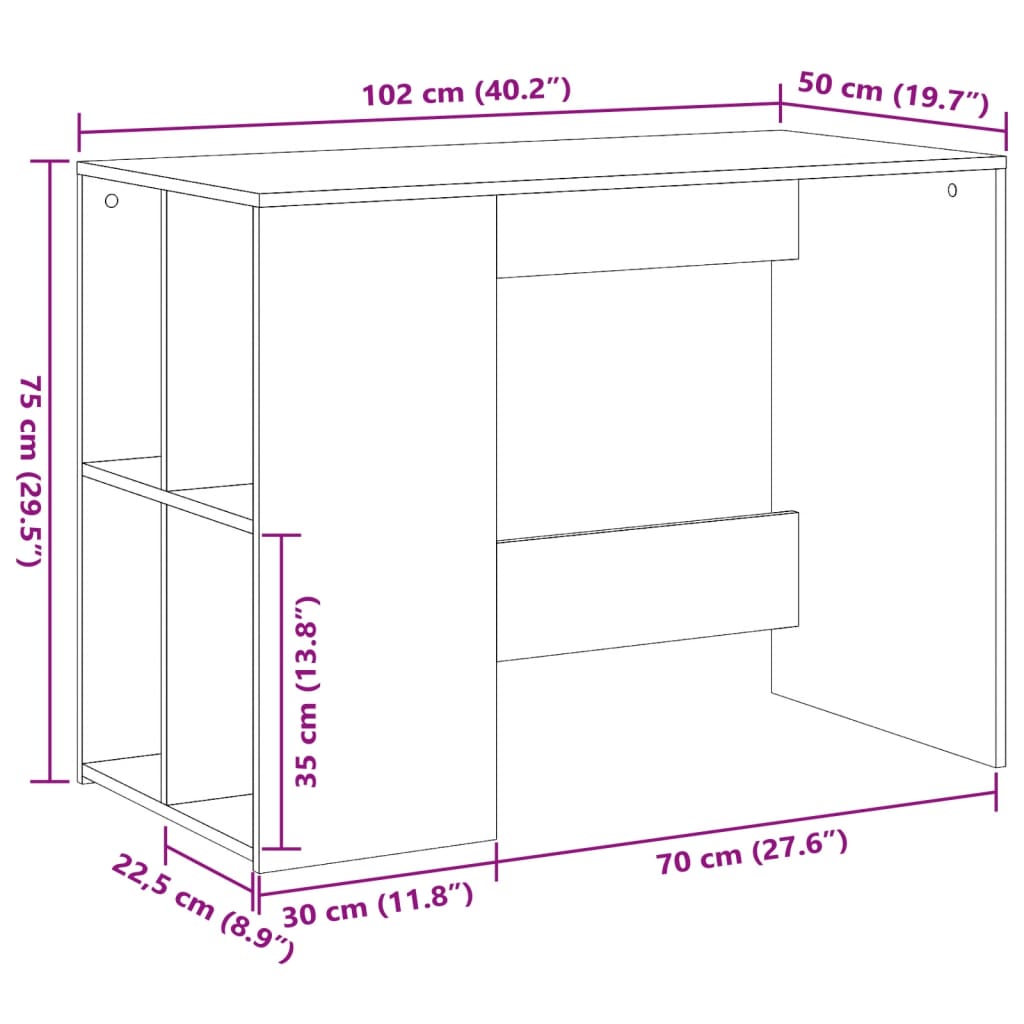 Schreibtisch Räuchereiche 102x50x75 cm Holzwerkstoff