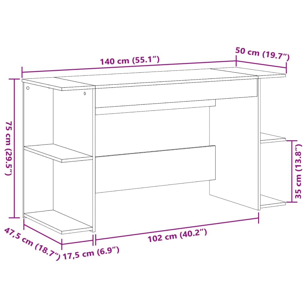 Schreibtisch Schwarz 140x50x75 cm Holzwerkstoff