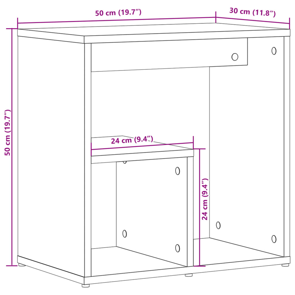 Beistelltisch Schwarz 50x30x50 cm Holzwerkstoff