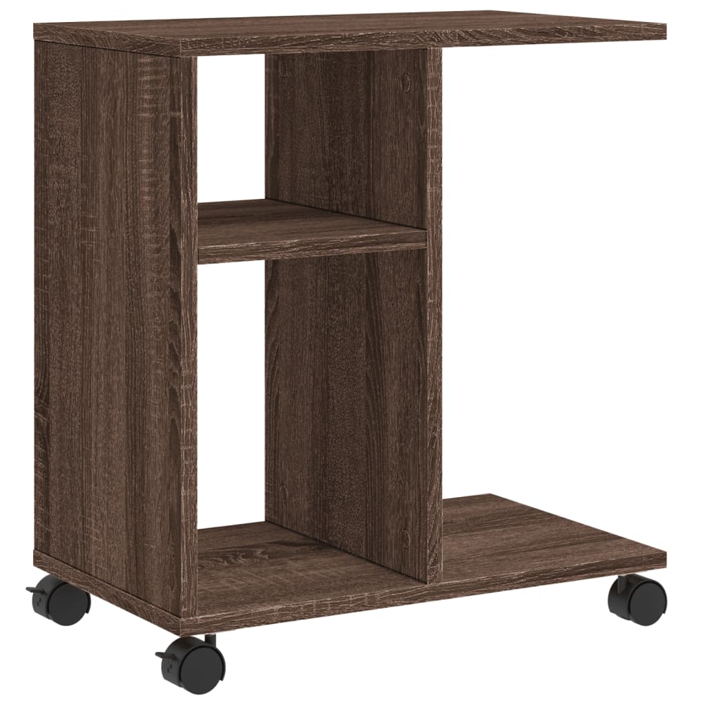 Beistelltisch mit Rollen Braun Eiche 50x30x55 cm Holzwerkstoff