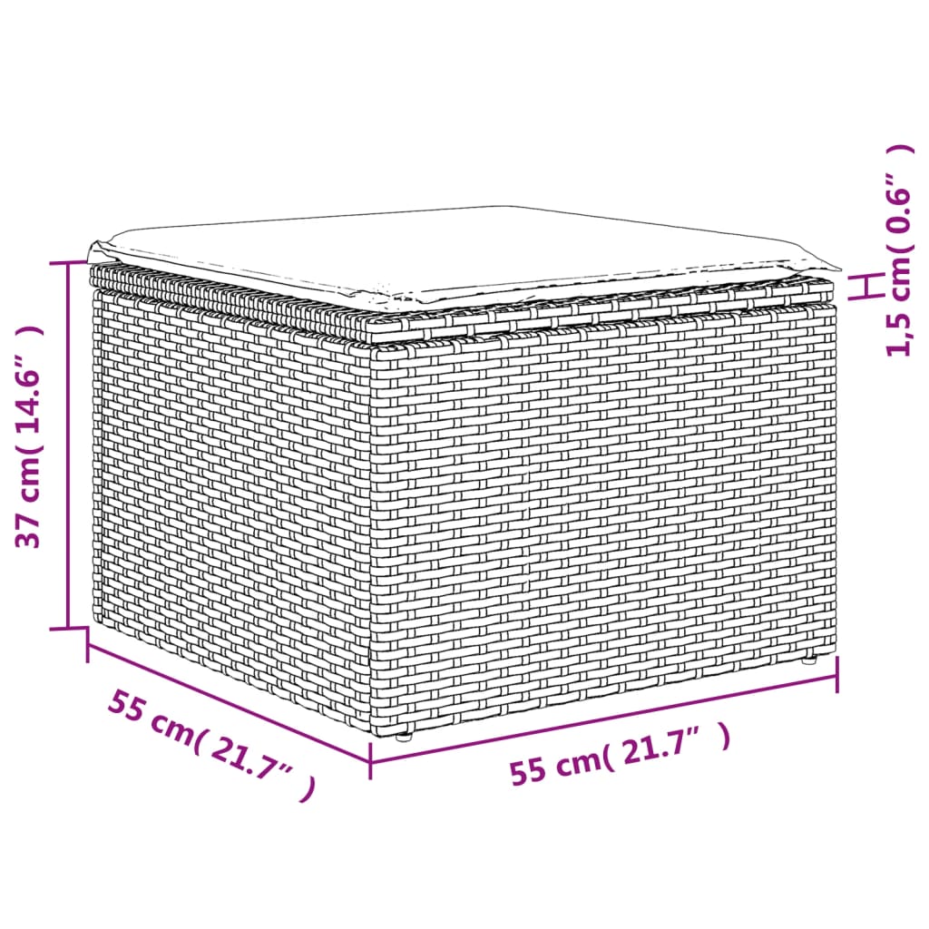 10-tlg. Garten-Sofagarnitur mit Kissen Grau Poly Rattan