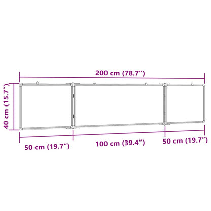 Magnetisches Whiteboard Klappbar 200x40x1,7 cm Aluminium