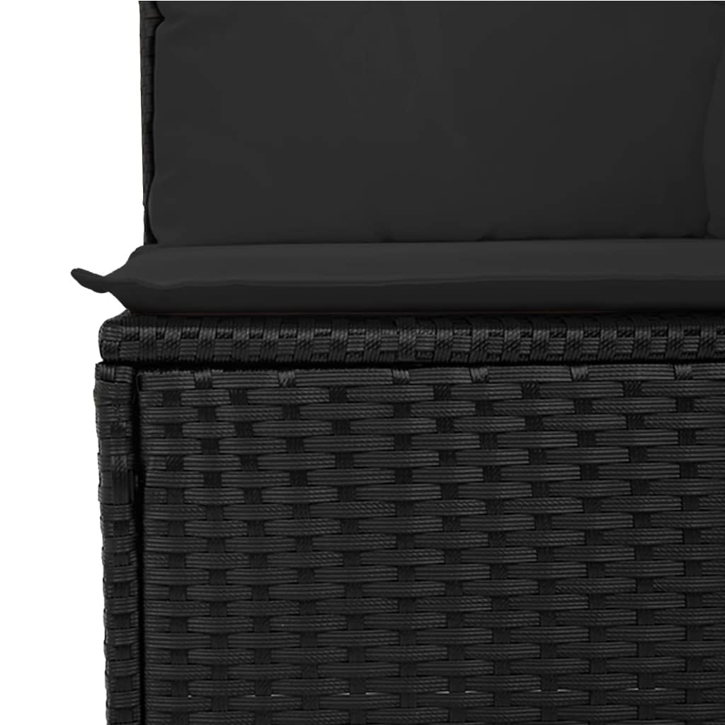 14-tlg. Garten-Sofagarnitur mit Kissen Schwarz Poly Rattan