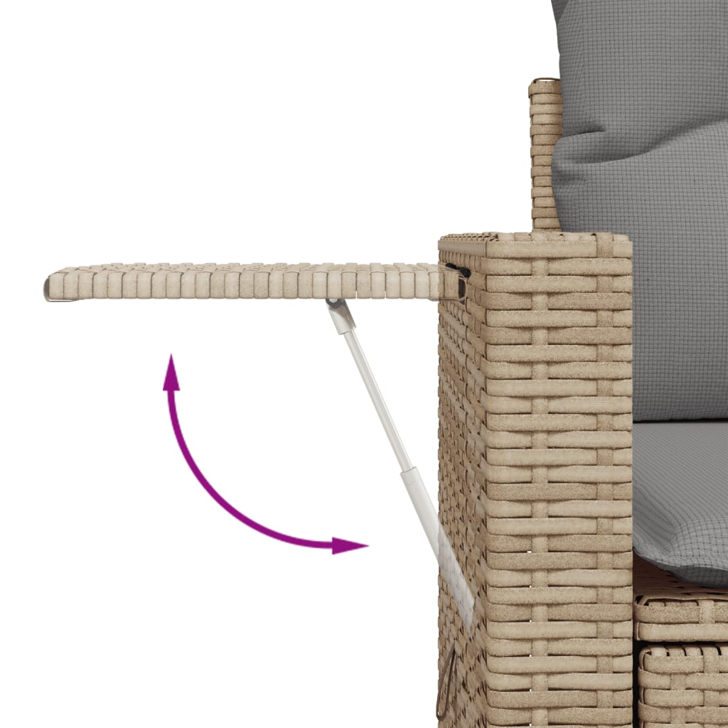 14-tlg. Garten-Sofagarnitur mit Kissen Beige Poly Rattan