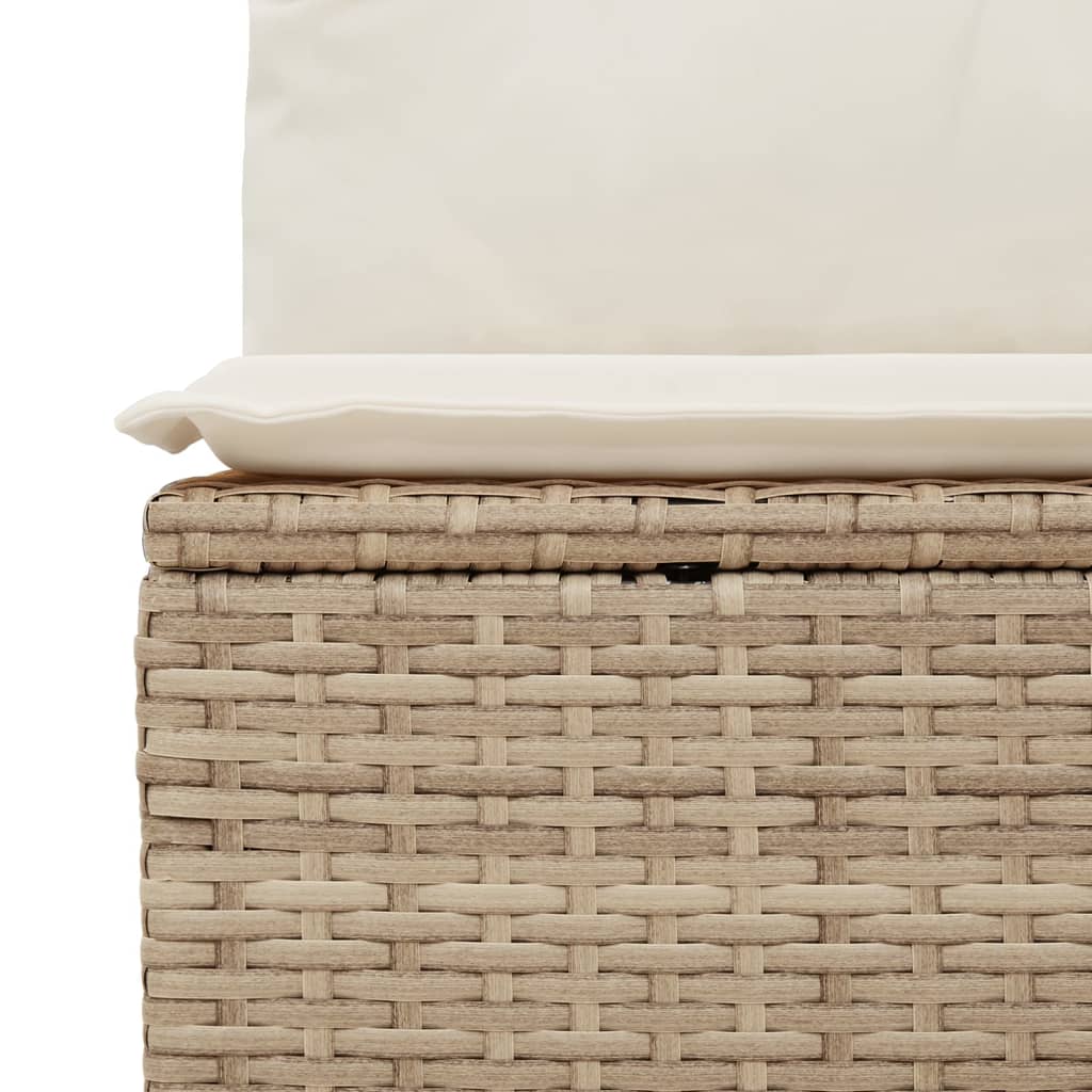 12-tlg. Garten-Sofagarnitur mit Kissen Beige Poly Rattan