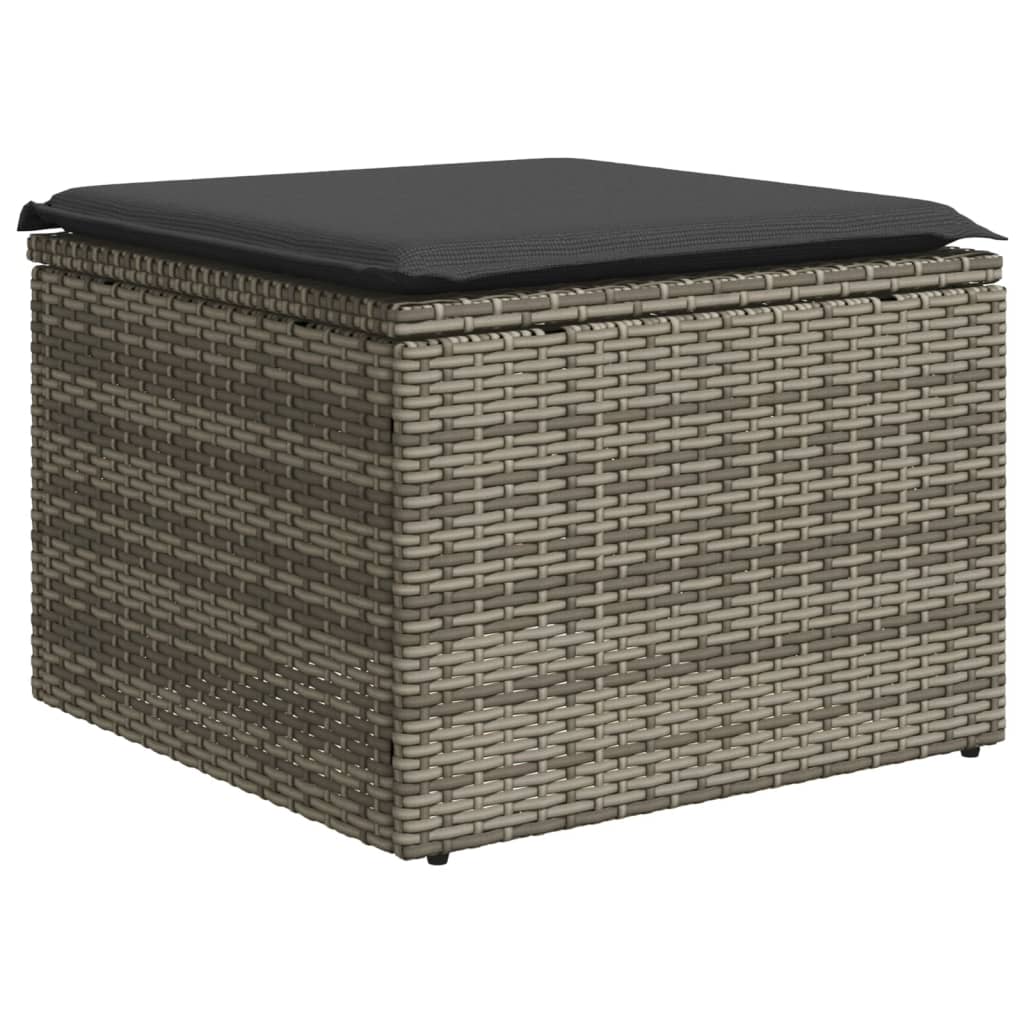 12-tlg. Garten-Sofagarnitur mit Kissen Grau Poly Rattan