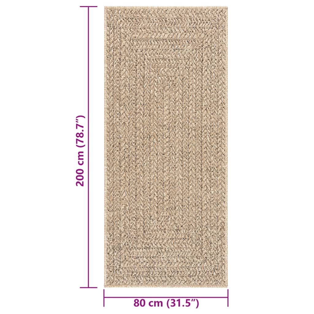 Teppich ZIZUR 80x200 cm Jute-Optik Indoor und Outdoor