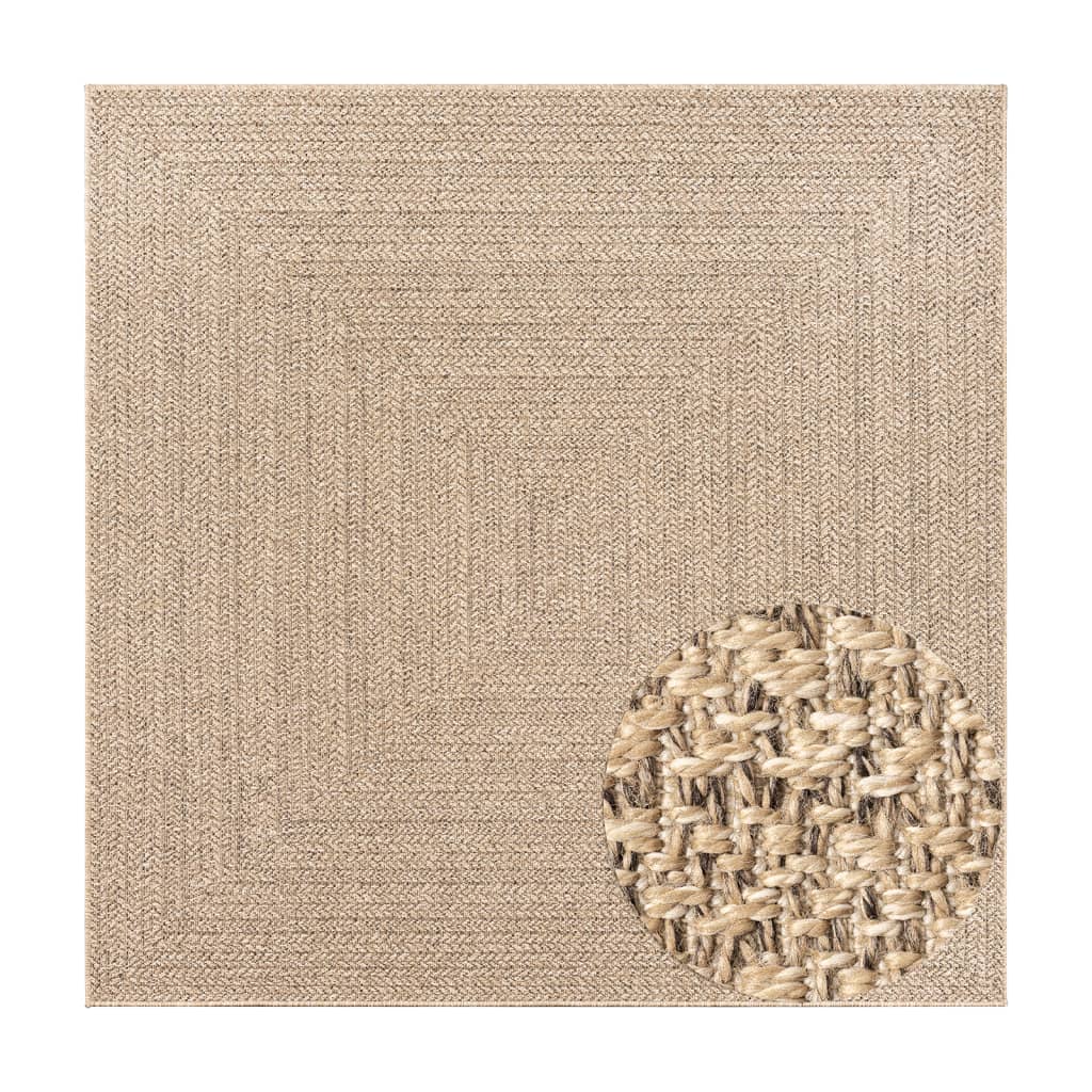 Teppich ZIZUR 120x120 cm Jute-Optik Indoor und Outdoor