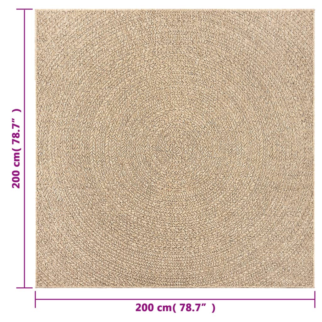 Teppich ZIZUR 200x200 cm Jute-Optik Indoor und Outdoor