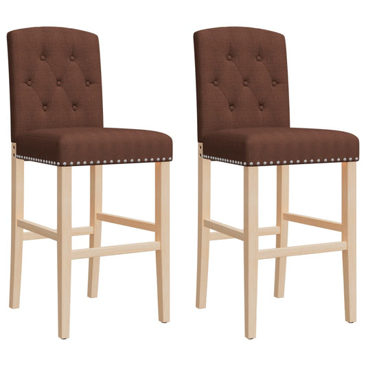 Barstühle 2 Stk. Massivholz Gummibaum und Stoff