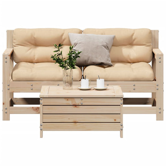 3-tlg. Garten-Lounge-Set mit Kissen Massivholz Kiefer