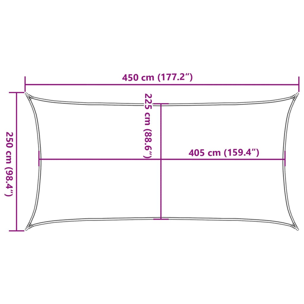 Sonnensegel 160 g/m² Rechteckig Hellgrau 2,5x4,5 m HDPE