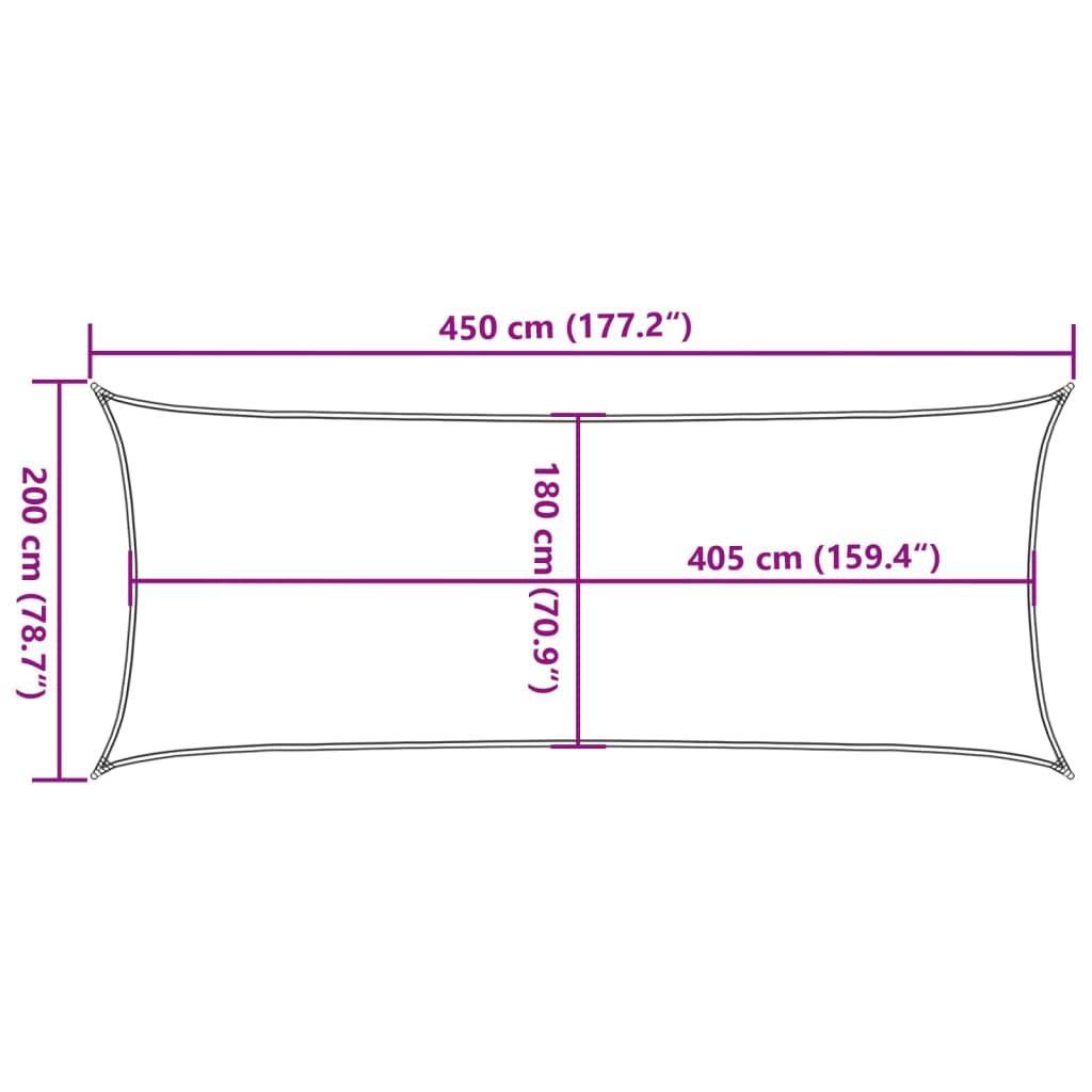 Sonnensegel 160 g/m² Rechteckig Sandfarben 2x4,5 m HDPE