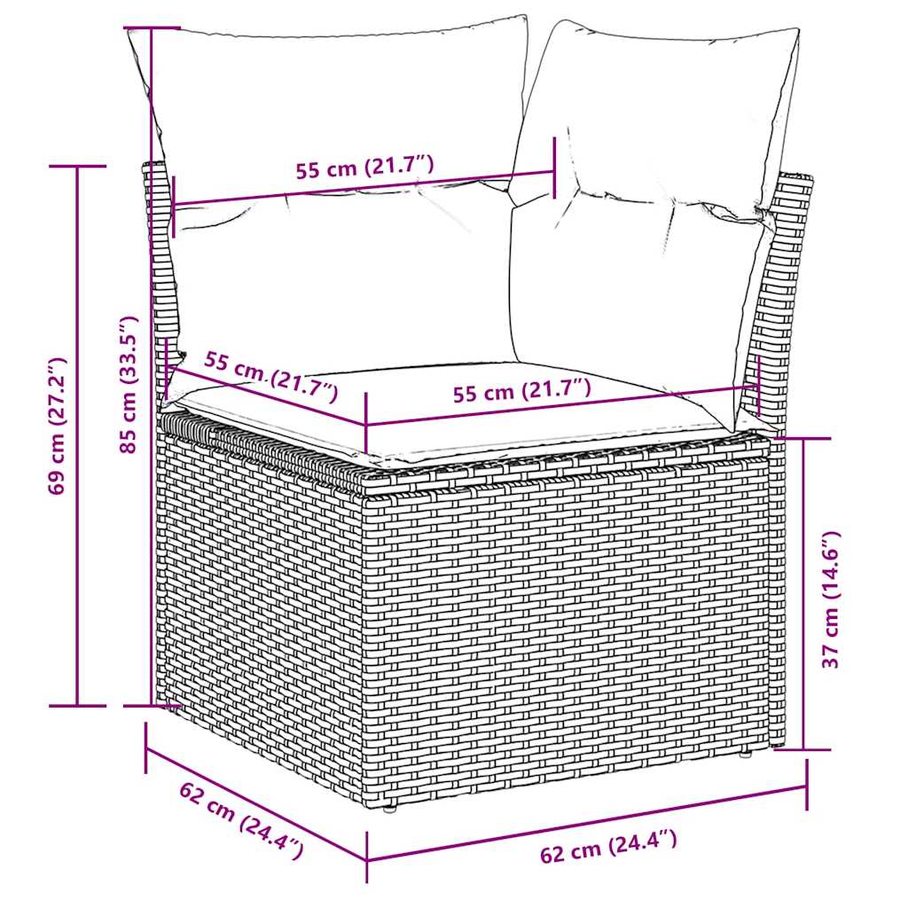 6-tlg. Garten-Sofagarnitur mit Kissen Hellgrau Poly Rattan