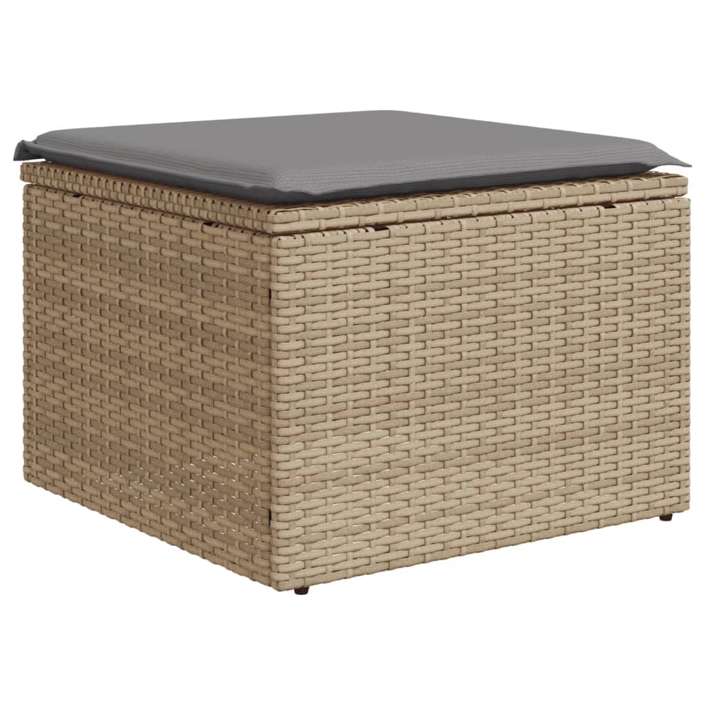 9-tlg. Garten-Sofagarnitur mit Kissen Beige Poly Rattan