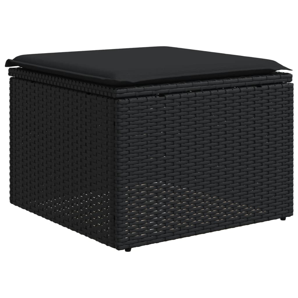 10-tlg. Garten-Sofagarnitur mit Kissen Schwarz Poly Rattan