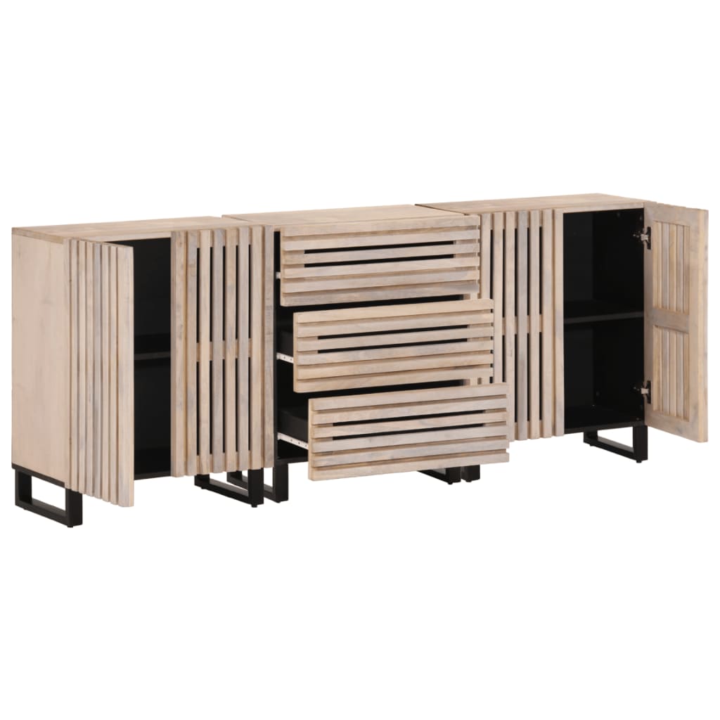 Sideboard 3 Stk. 60x34x75 cm Massivholz Mango