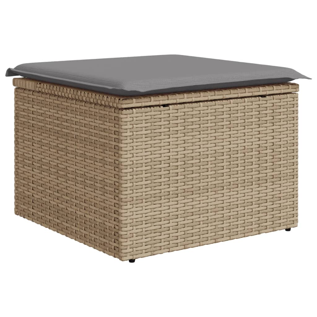 10-tlg. Garten-Sofagarnitur mit Kissen Beige Poly Rattan