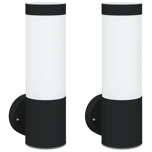 Außenwandlampen 2 pcs Schwarz 12 x 7.5 x 27 cm Edelstahl