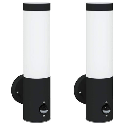 Außenwandlampen 2 pcs Schwarz 12 x 7.5 x 29 cm Edelstahl