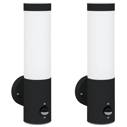Außenwandlampen 2 pcs Schwarz 12 x 7.5 x 29 cm Edelstahl