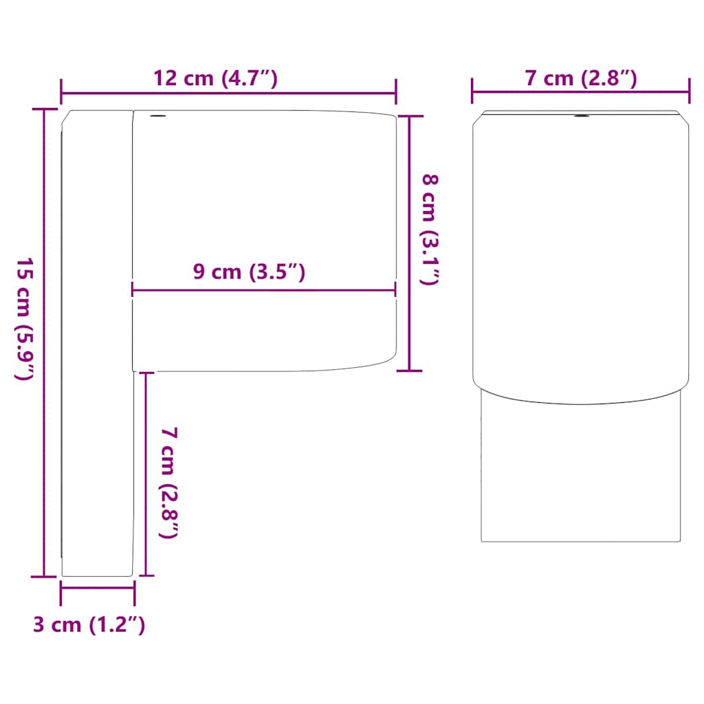 Außenwandlampen 2 pcs Schwarz 12 x 7 x 15 cm Edelstahl
