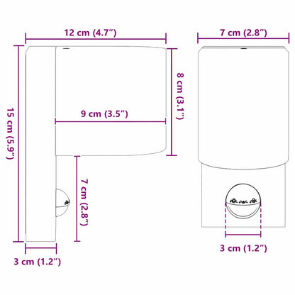 Außenwandlampen 2 pcs Schwarz 12 x 7 x 15 cm Edelstahl
