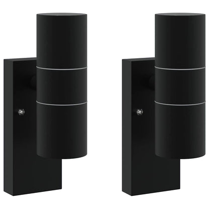Außenwandlampen 2 pcs Schwarz 7 x 10 x 22 cm Edelstahl
