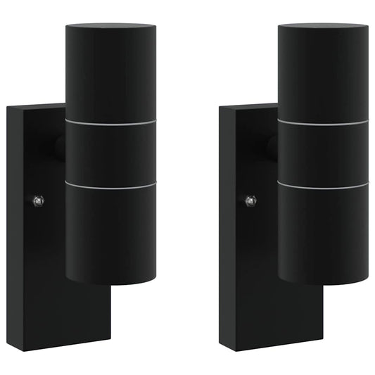 Außenwandlampen 2 pcs Schwarz 7 x 10 x 22 cm Edelstahl