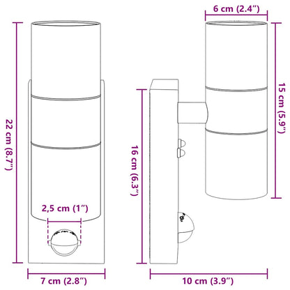Außenwandleuchte Schwarz 7 x 10 x 22 cm Edelstahl