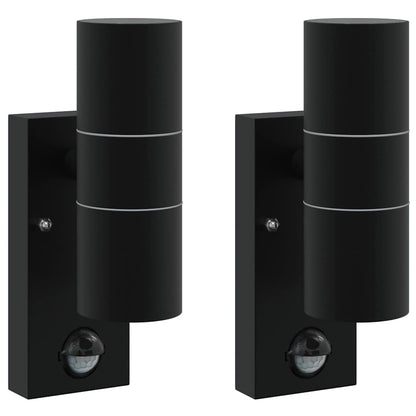 Außenwandlampen 2 pcs Schwarz 7 x 10 x 22 cm Edelstahl