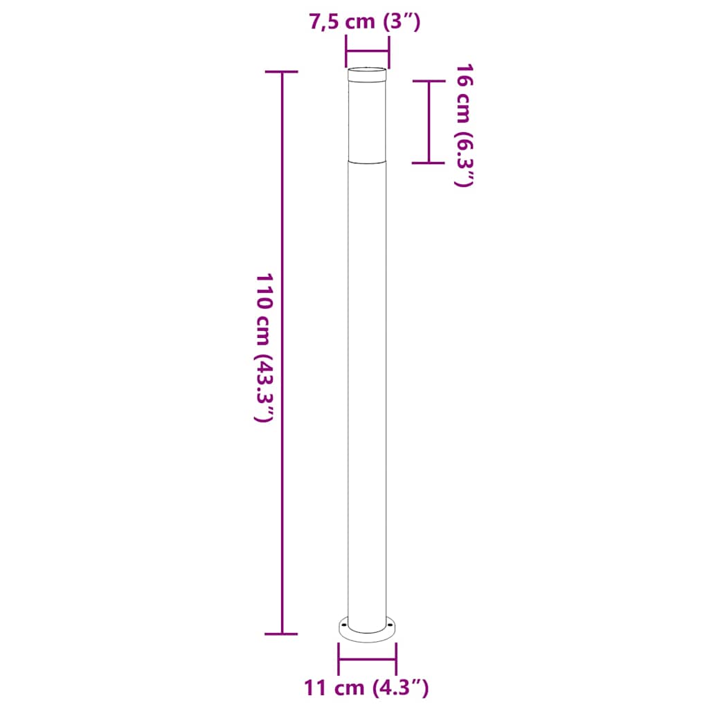 Pollerleuchte 110 cm Edelstahl IP44