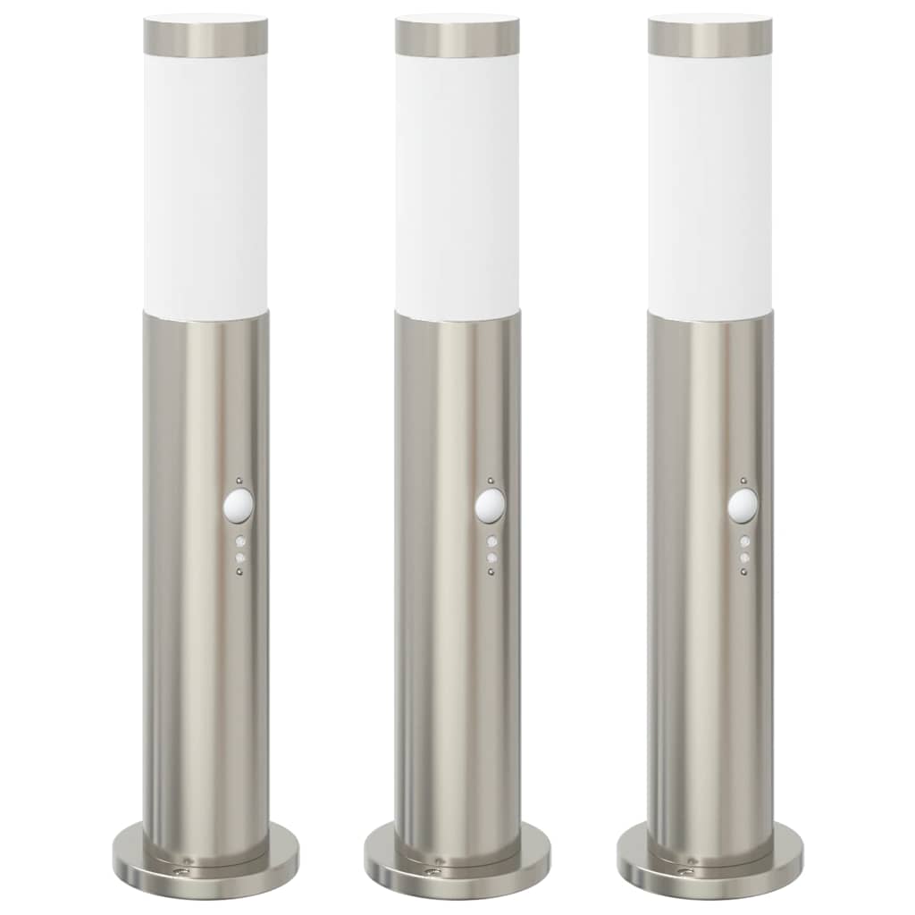 Pollerleuchten mit Sensor 3er 50 cm Edelstahl IP44
