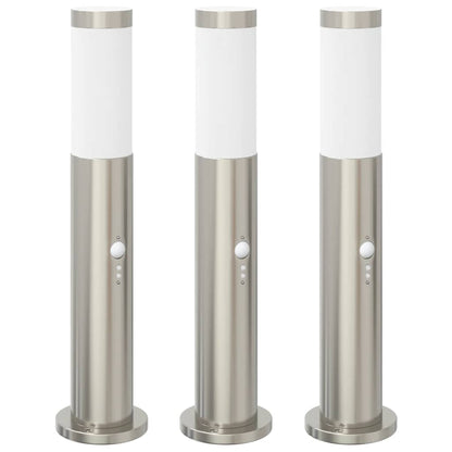 Pollerleuchten mit Sensor 3er 50 cm Edelstahl IP44