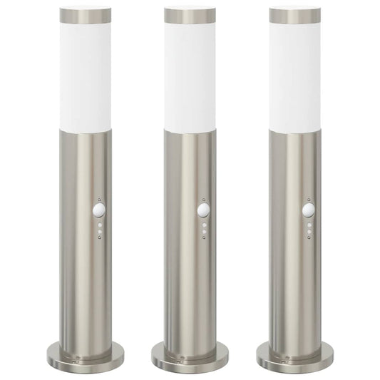 Pollerleuchten mit Sensor 3er 50 cm Edelstahl IP44