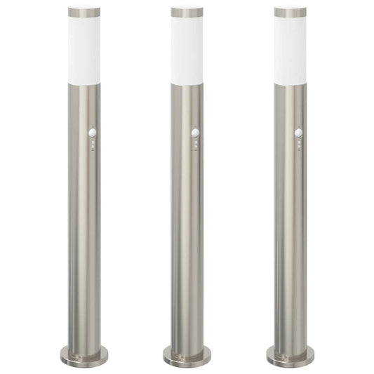 Pollerleuchten mit Sensor 3er 80 cm Edelstahl IP44