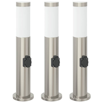 Pollerleuchten mit Auslass 3er 50 cm Edelstahl IP44