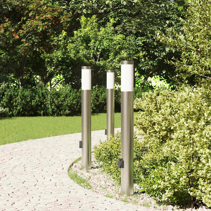Pollerleuchten mit Auslass 3er 80 cm Edelstahl IP44