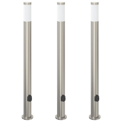 Pollerleuchten mit Auslass 3er 110 cm Edelstahl IP44