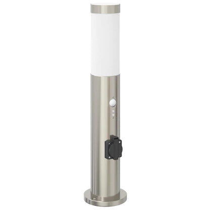 Pollerleuchte mit Sensor und Steckdose 50 cm Edelstahl IP44