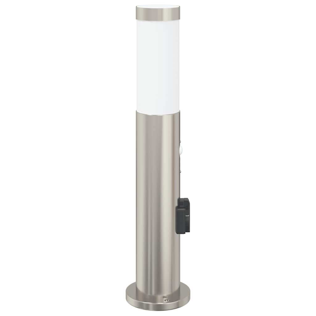 Pollerleuchte mit Sensor und Steckdose 50 cm Edelstahl IP44