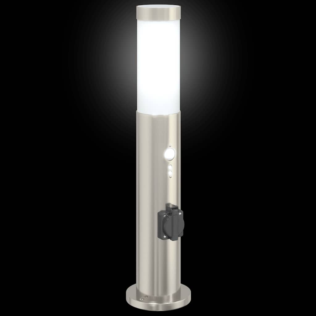 Pollerleuchte mit Sensor und Steckdose 50 cm Edelstahl IP44