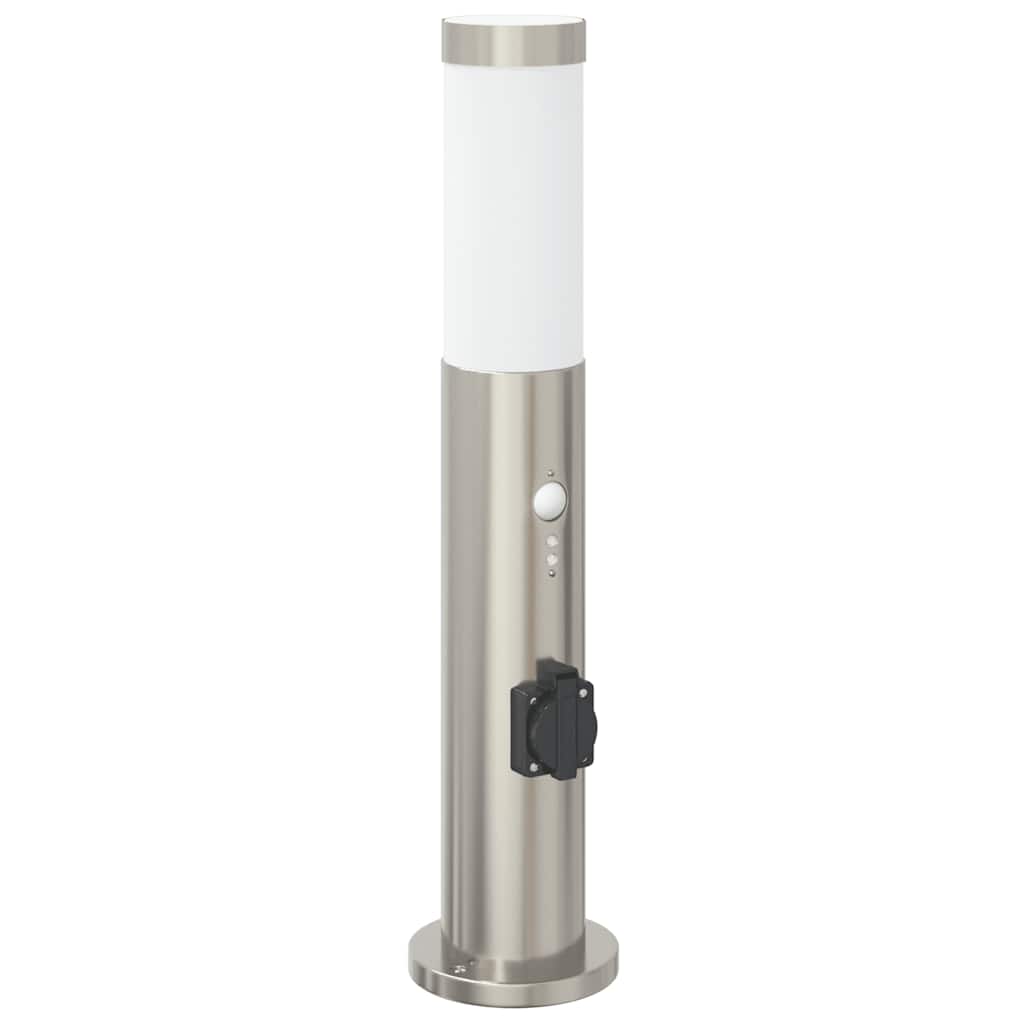 Pollerleuchten mit Sensor&Steckdose 3er 50 cm Edelstahl IP44