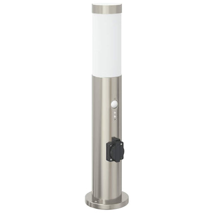 Pollerleuchten mit Sensor&Steckdose 3er 50 cm Edelstahl IP44