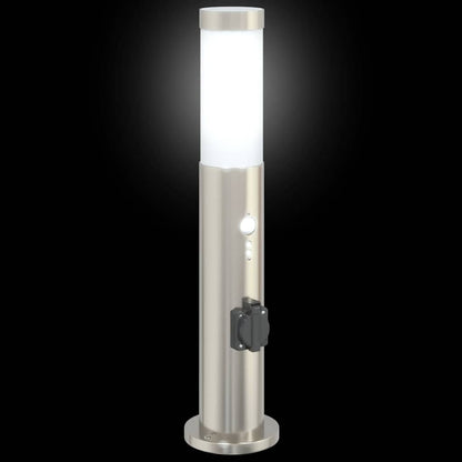 Pollerleuchten mit Sensor&Steckdose 3er 50 cm Edelstahl IP44