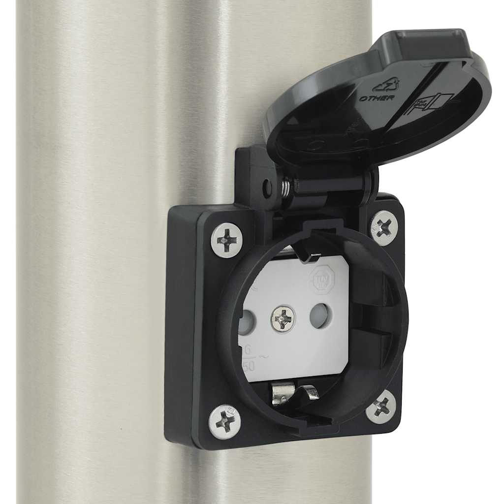Pollerleuchten mit Sensor&Steckdose 3er 50 cm Edelstahl IP44