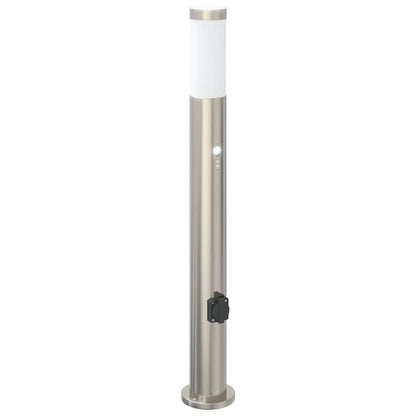 Pollerleuchte mit Sensor&Steckdose 80 cm Edelstahl IP44