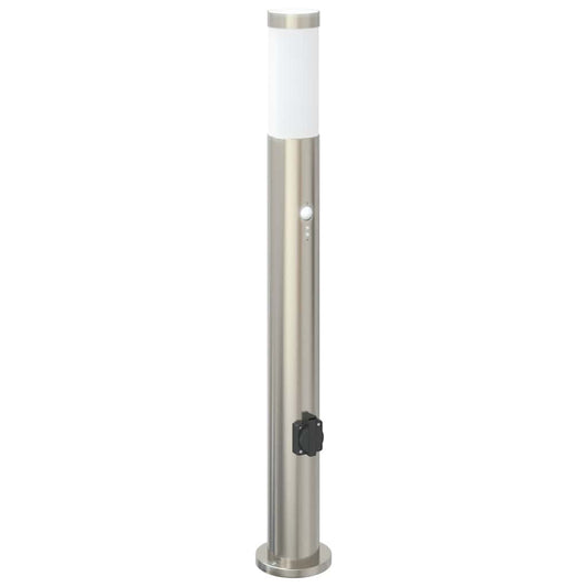 Pollerleuchte mit Sensor&Steckdose 80 cm Edelstahl IP44